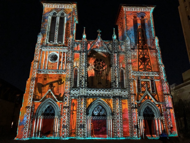 Photo of nightly light show The Saga at San Fernando Cathedral in San Antonio Texas