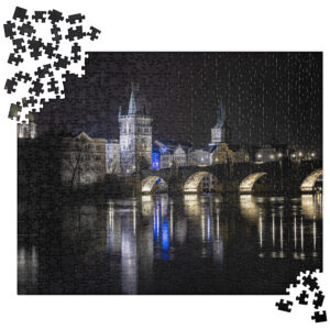 Prague Czechi | Charles Bridge at Night Jigsaw Puzzle