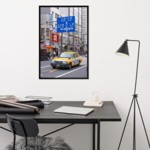 Tokyo Japan Yellow City Taxi Framed Photo