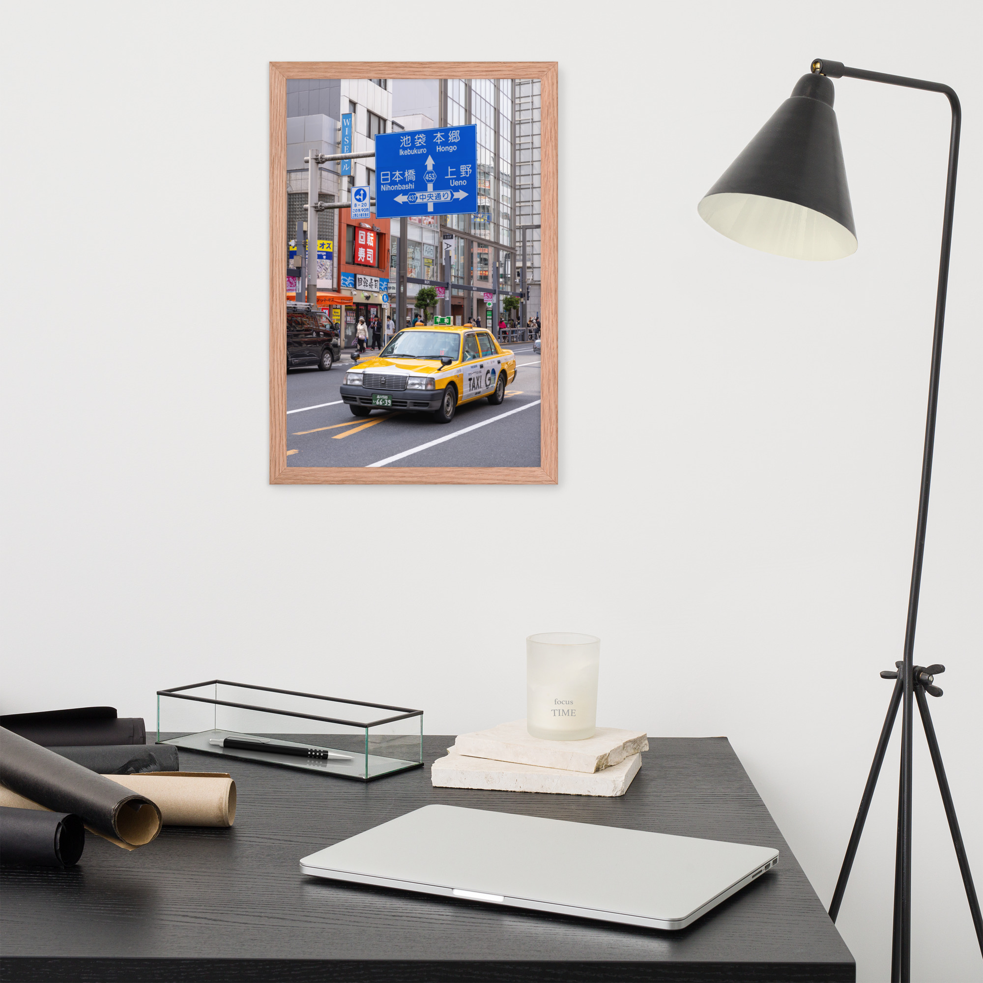 Tokyo Japan Yellow City Taxi Framed Photo - Image 5