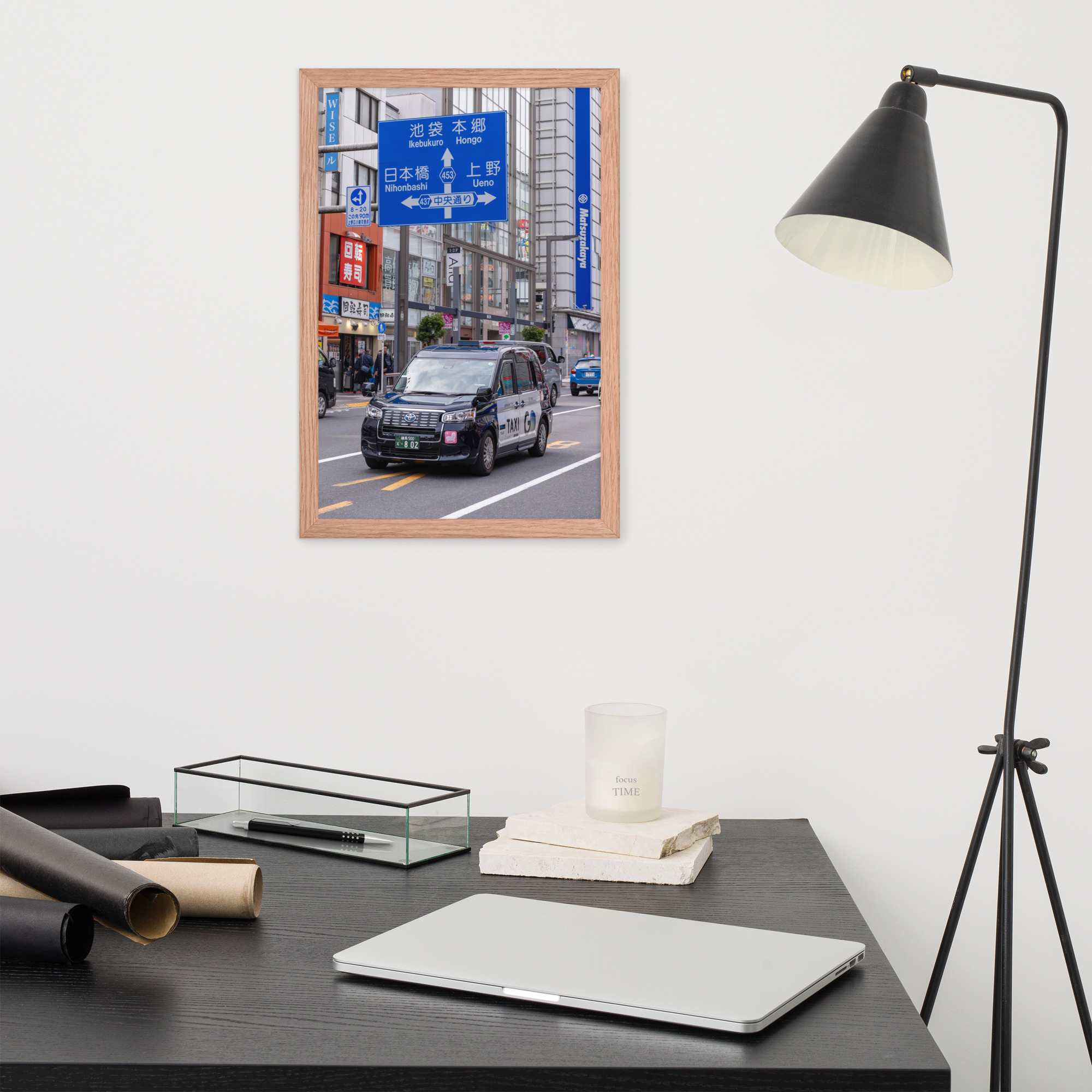 Tokyo Japan Black City Taxi Framed Photo - Image 5
