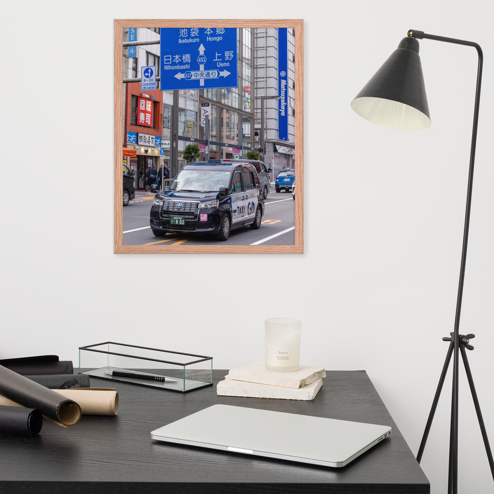 Tokyo Japan Black City Taxi Framed Photo - Image 6