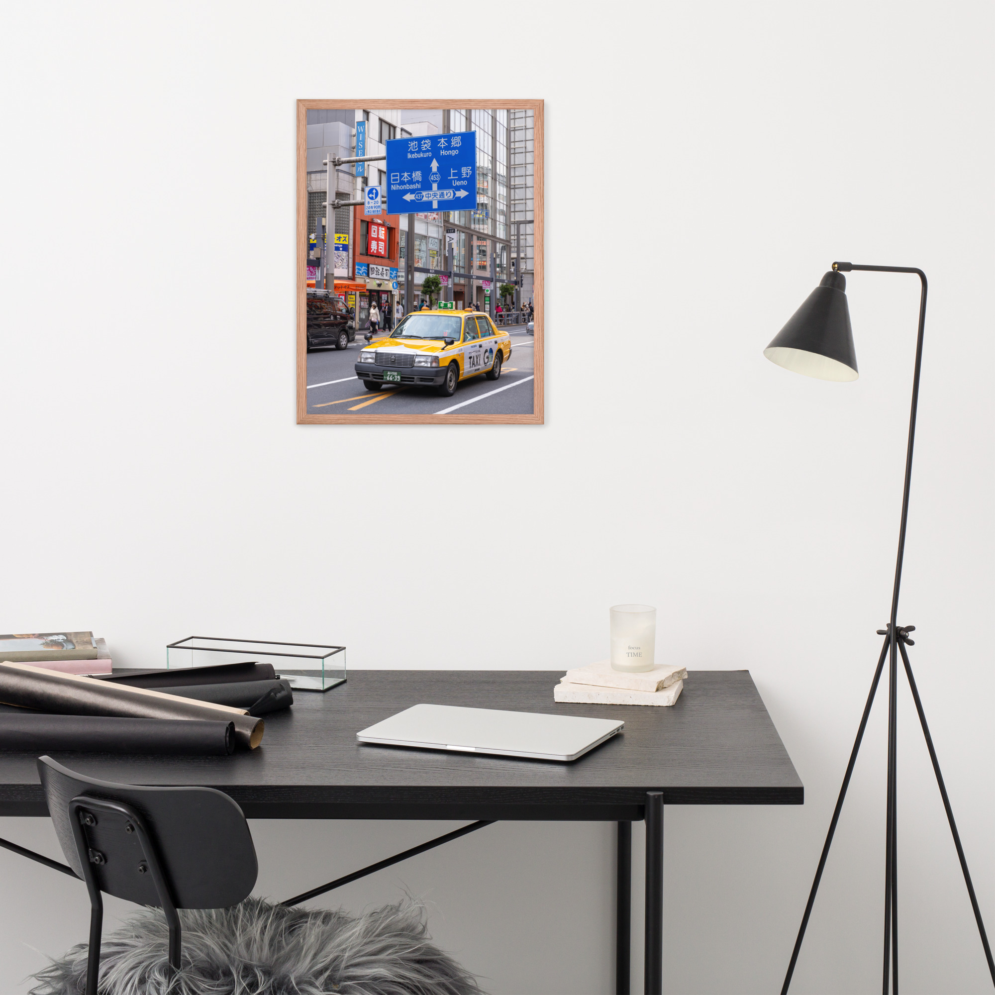 Tokyo Japan Yellow City Taxi Framed Photo - Image 7