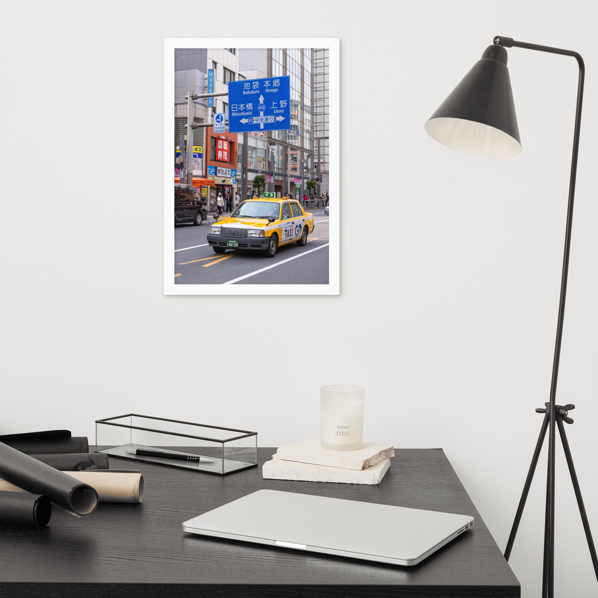 Tokyo Japan Yellow City Taxi Framed Photo - Image 9