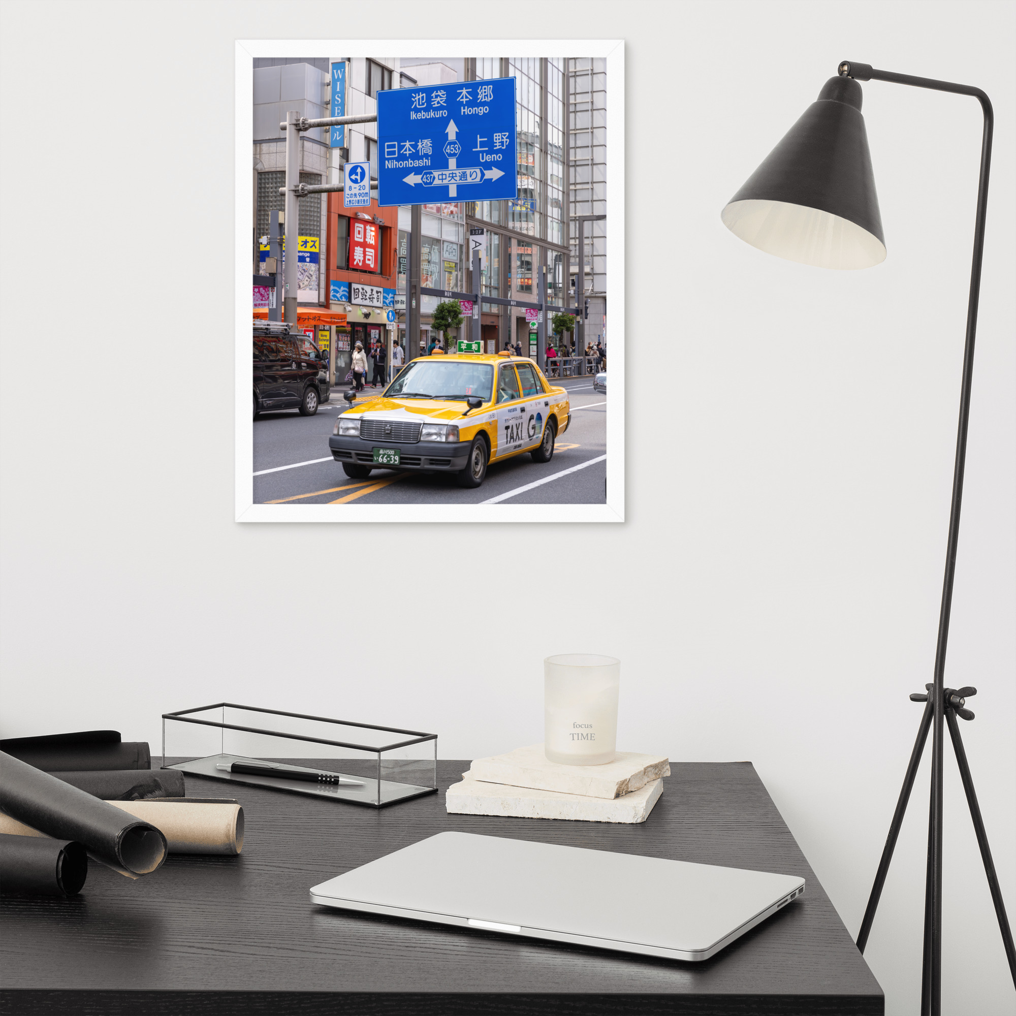 Tokyo Japan Yellow City Taxi Framed Photo - Image 10