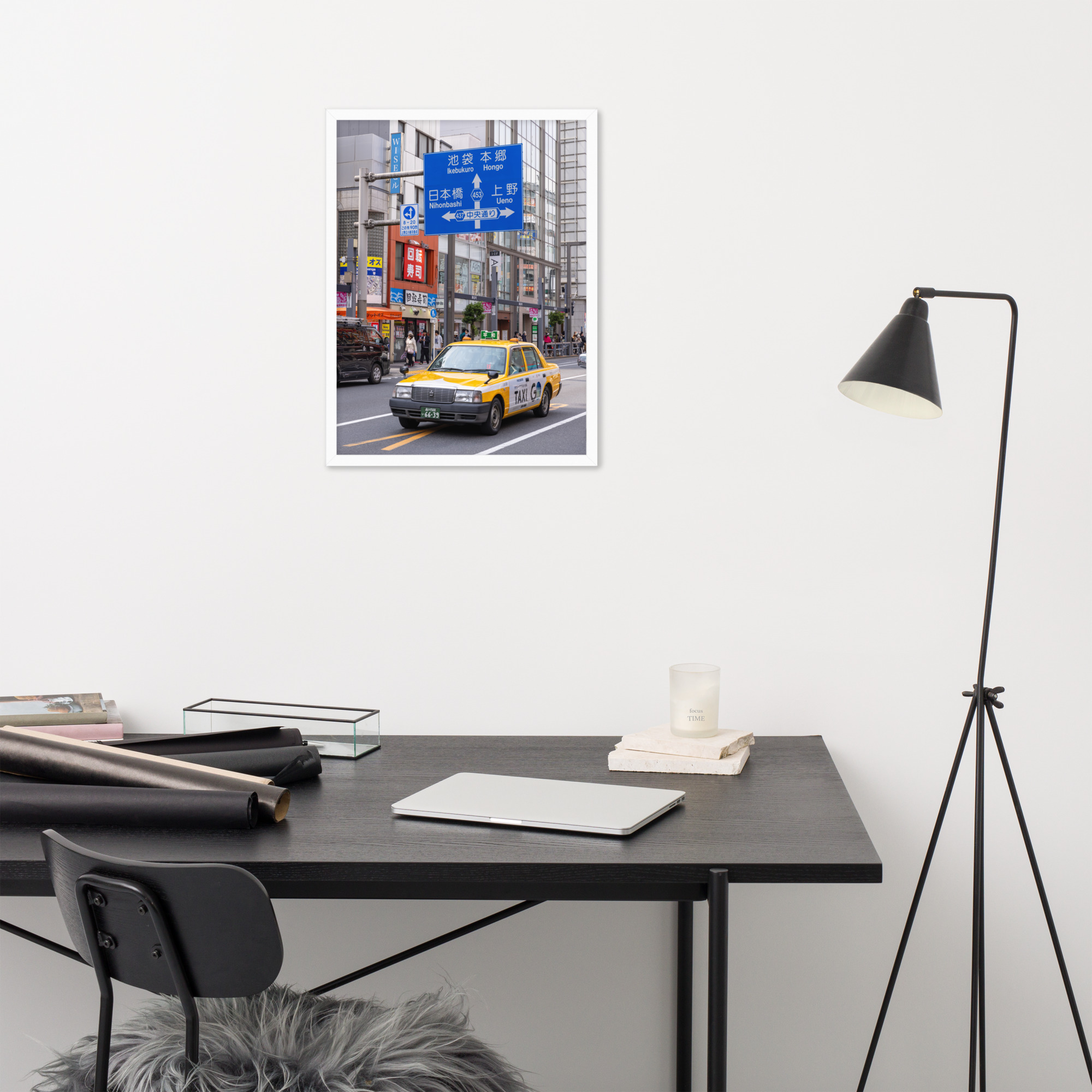 Tokyo Japan Yellow City Taxi Framed Photo - Image 11